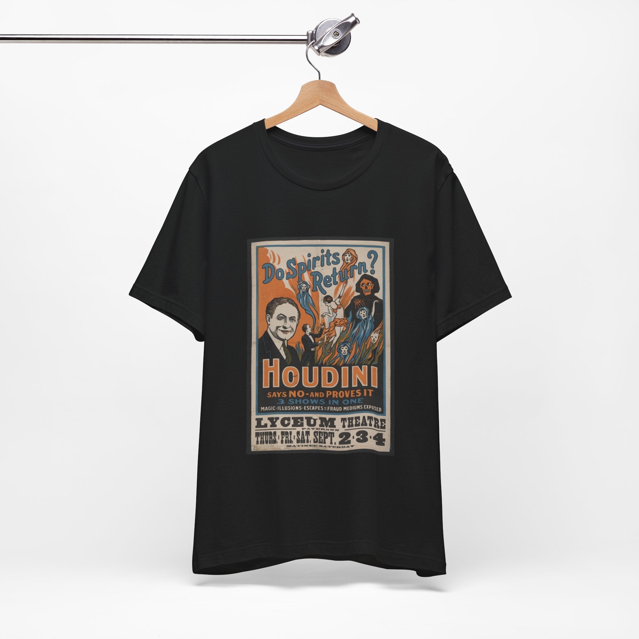 Custom Retro - a - go - go Series Houdini Do Spirits Return Unisex Jersey Short Sleeve T - Shirt - POPvault