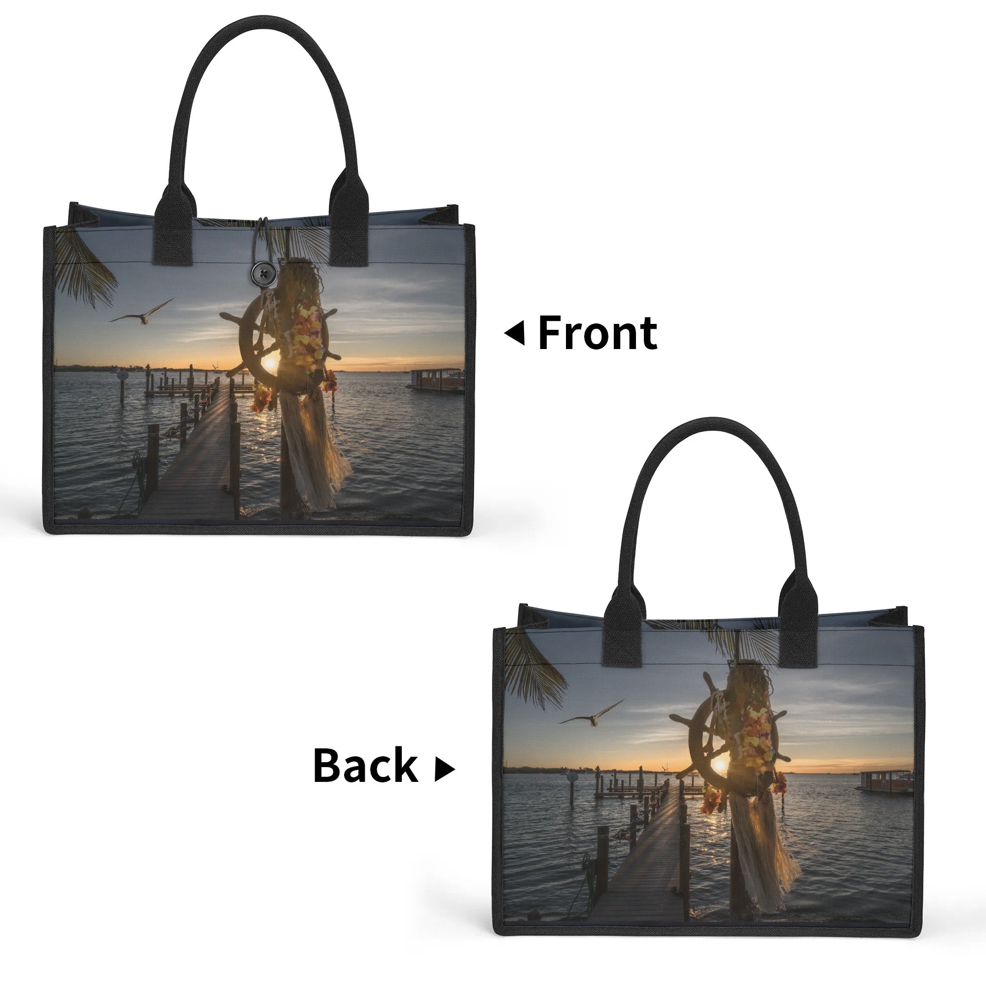 Custom Beach Life Vistas Ahoy Mate Premium All - Over Print Canvas Tote Bag - POPvault