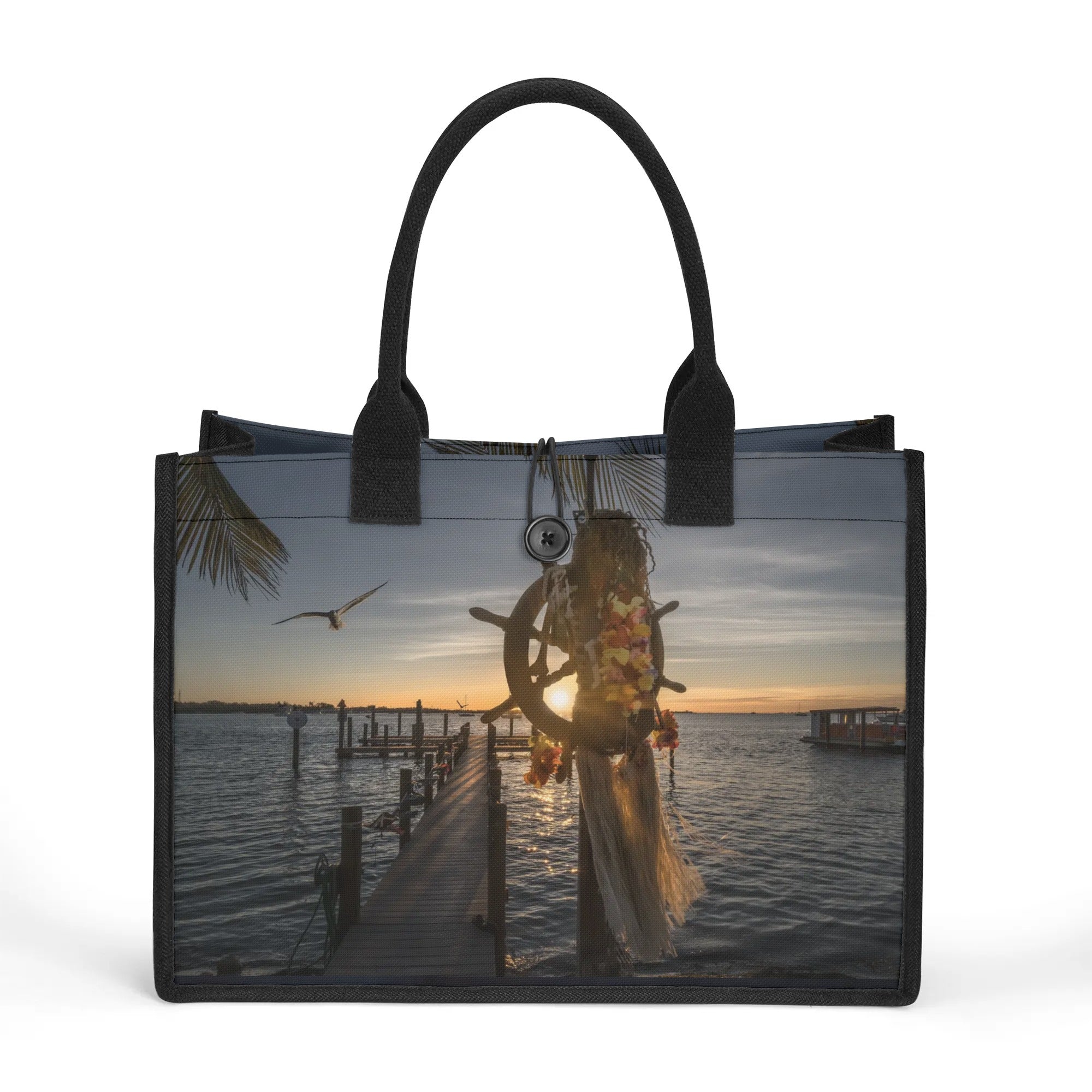 Custom Beach Life Vistas Ahoy Mate Premium All - Over Print Canvas Tote Bag - POPvault