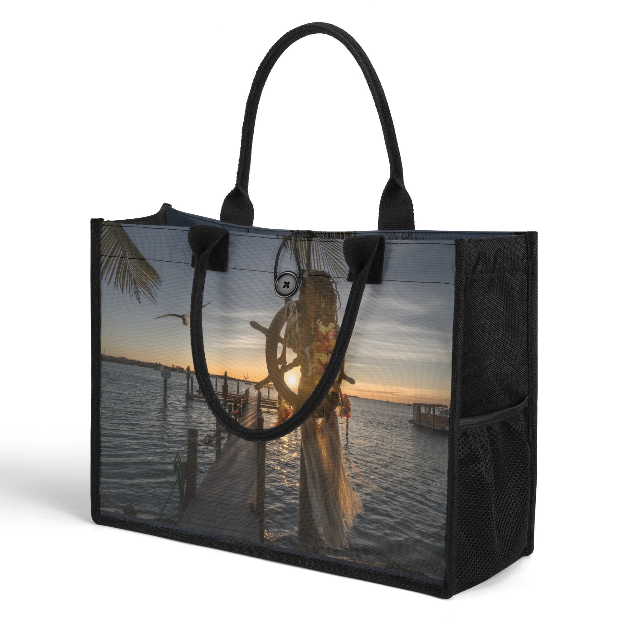 Custom Beach Life Vistas Ahoy Mate Premium All - Over Print Canvas Tote Bag - POPvault