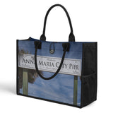 Custom Beach Life Beach Vistas Anna Marie Island 1 Premium All-Over Print Canvas Tote Bag - POPvault - Bags - Beach - beach bag