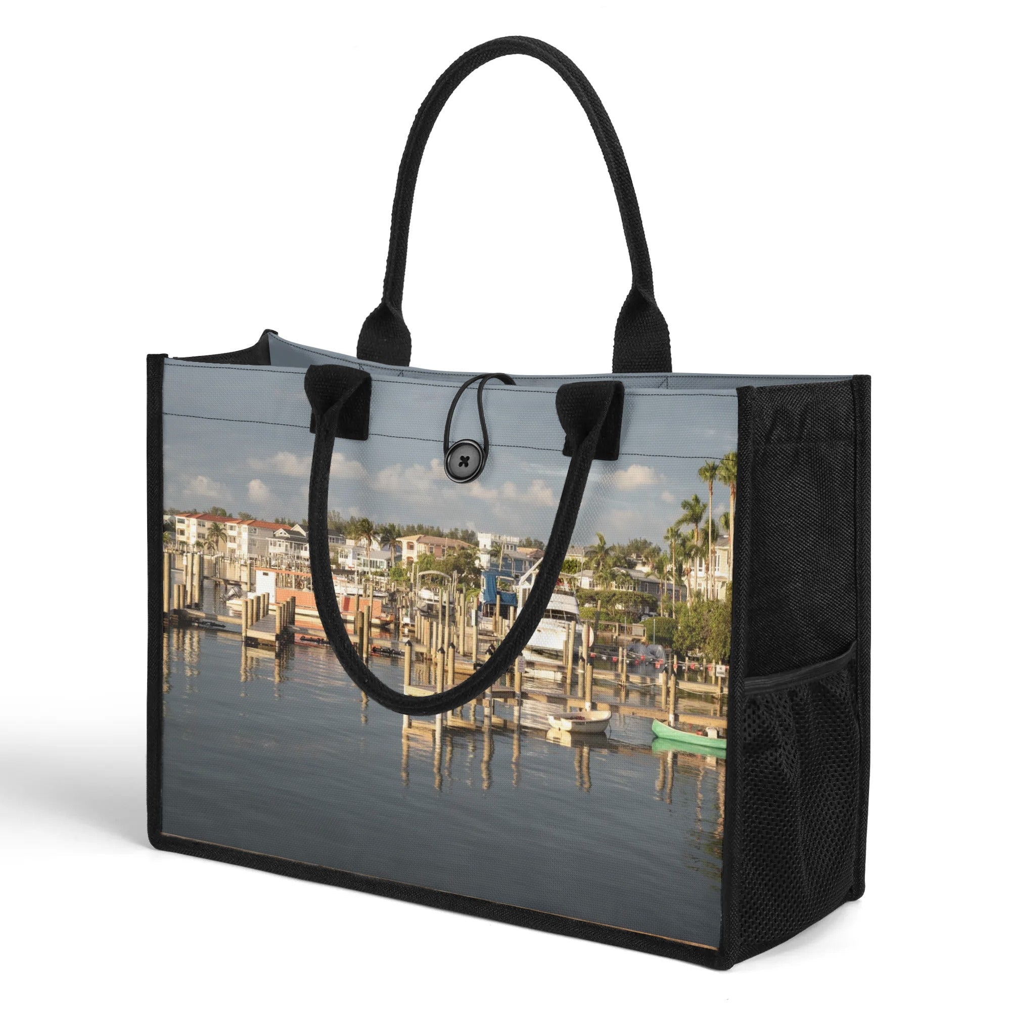 Custom Beach Life Beach Vistas Bay View Premium All-Over Print Canvas Tote Bag - POPvault - Bags - Beach - beach bag