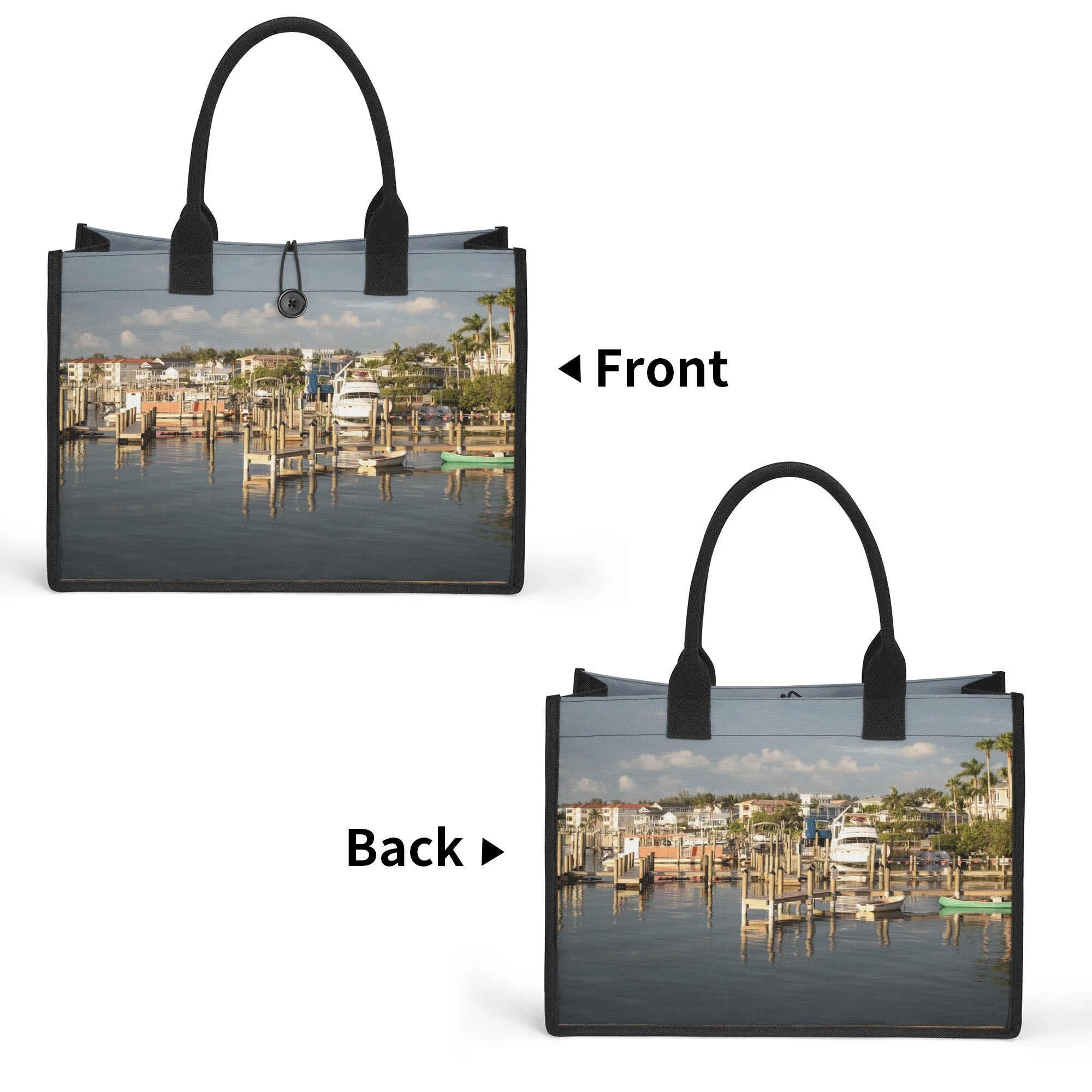 Custom Beach Life Vistas Bay View Premium All - Over Print Canvas Tote Bag - POPvault