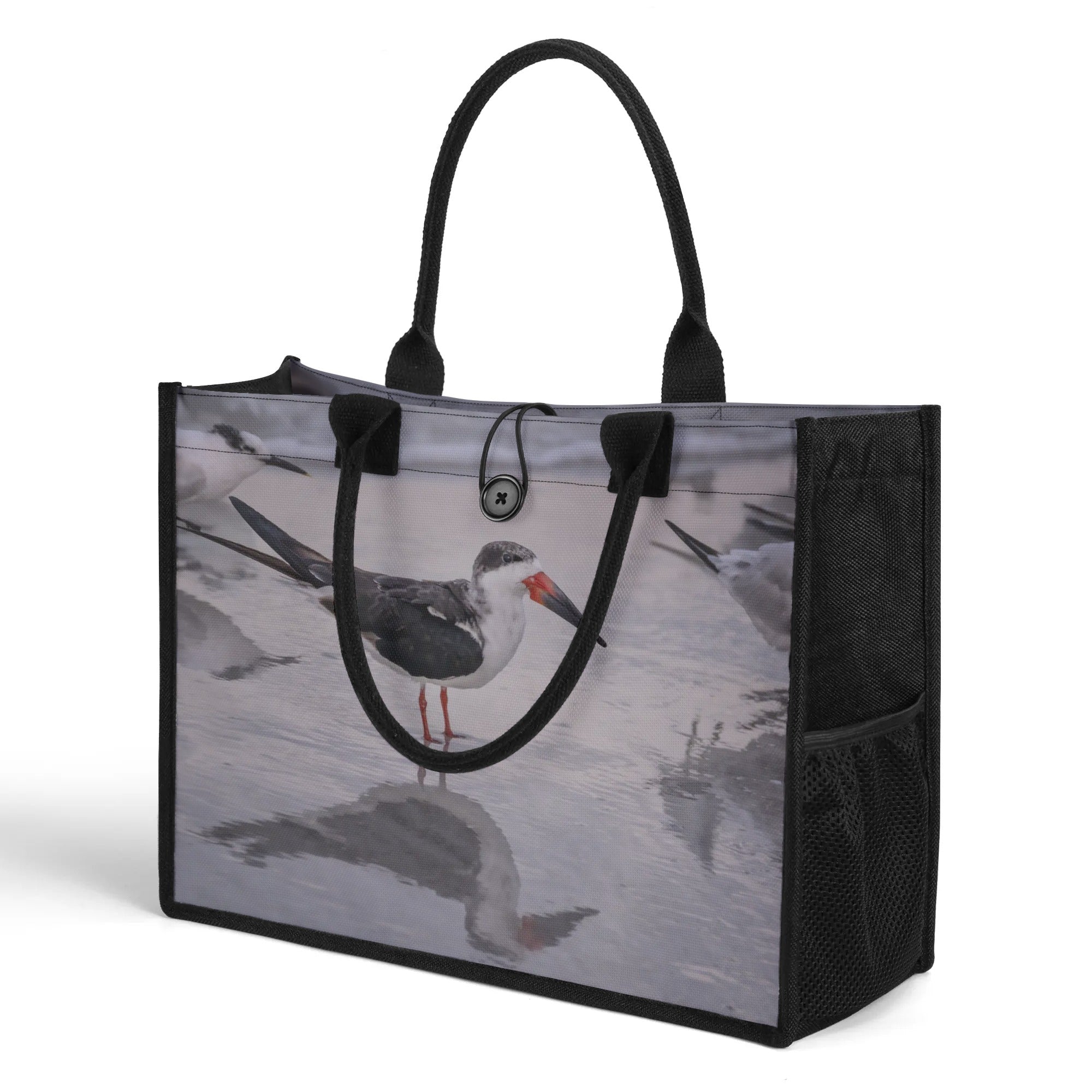 Custom Beach Life Vistas Beach Birds Premium All - Over Print Canvas Tote Bag - POPvault