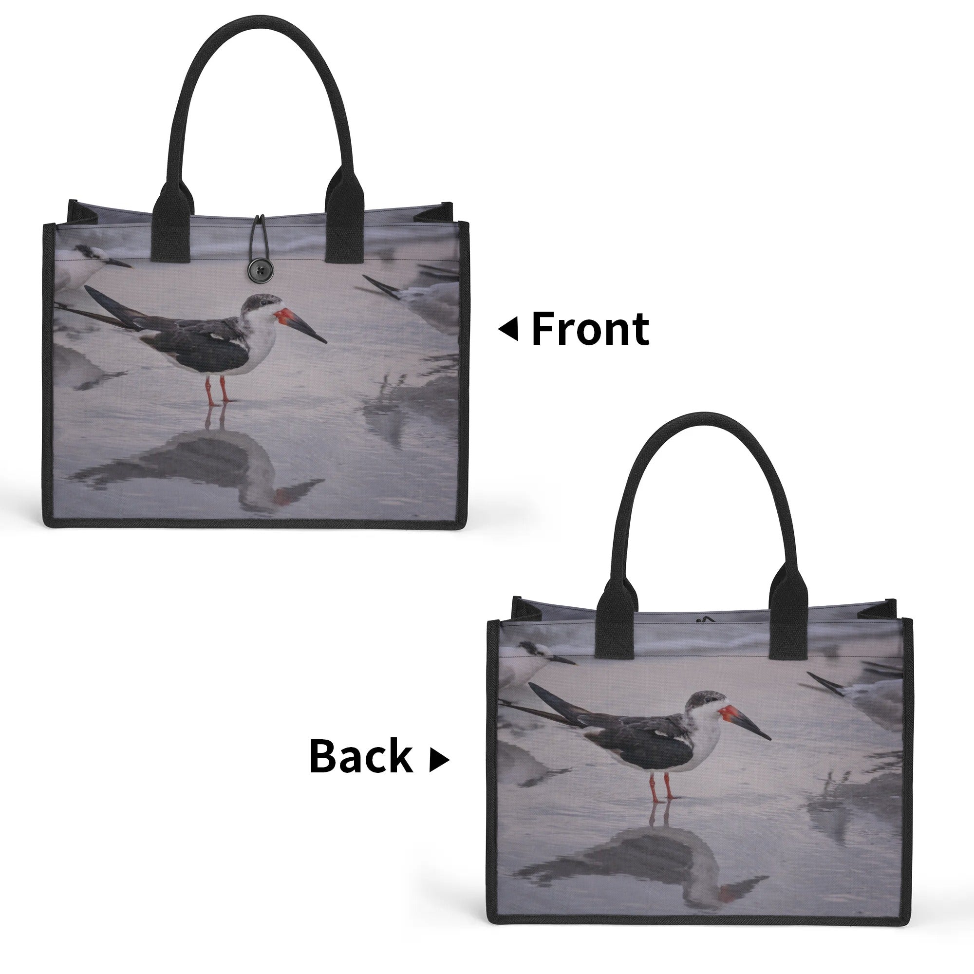 Custom Beach Life Vistas Beach Birds Premium All - Over Print Canvas Tote Bag - POPvault