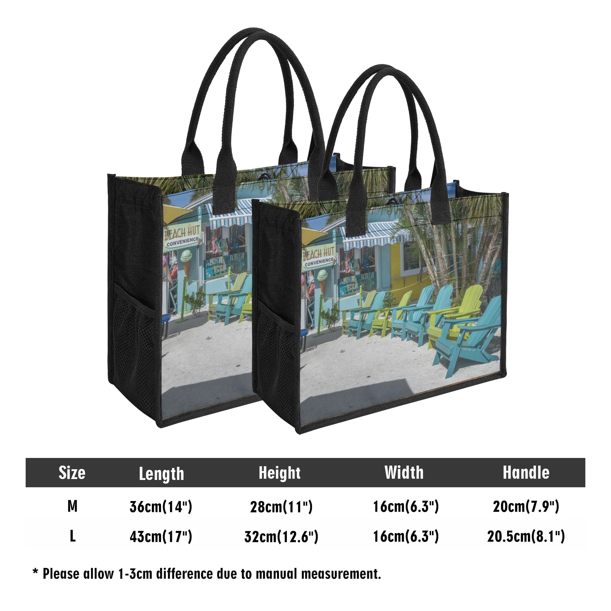 Custom Beach Life Vistas Beach Chairs Premium All - Over Print Canvas Tote Bag - POPvault