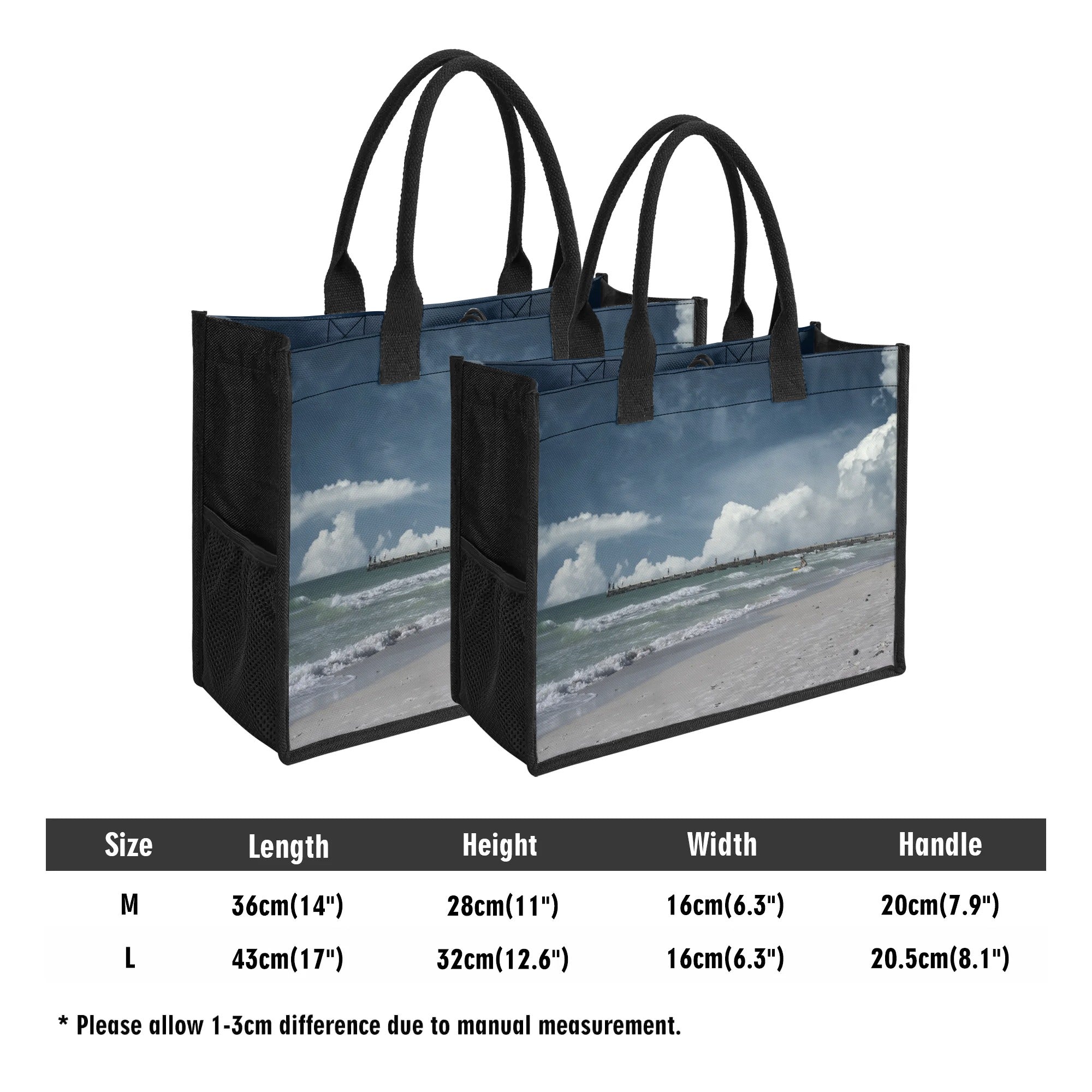 Custom Beach Life Vistas Beach Clouds Premium All - Over Print Canvas Tote Bag - POPvault