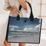 Custom Beach Life Vistas Beach Clouds Premium All - Over Print Canvas Tote Bag - POPvault