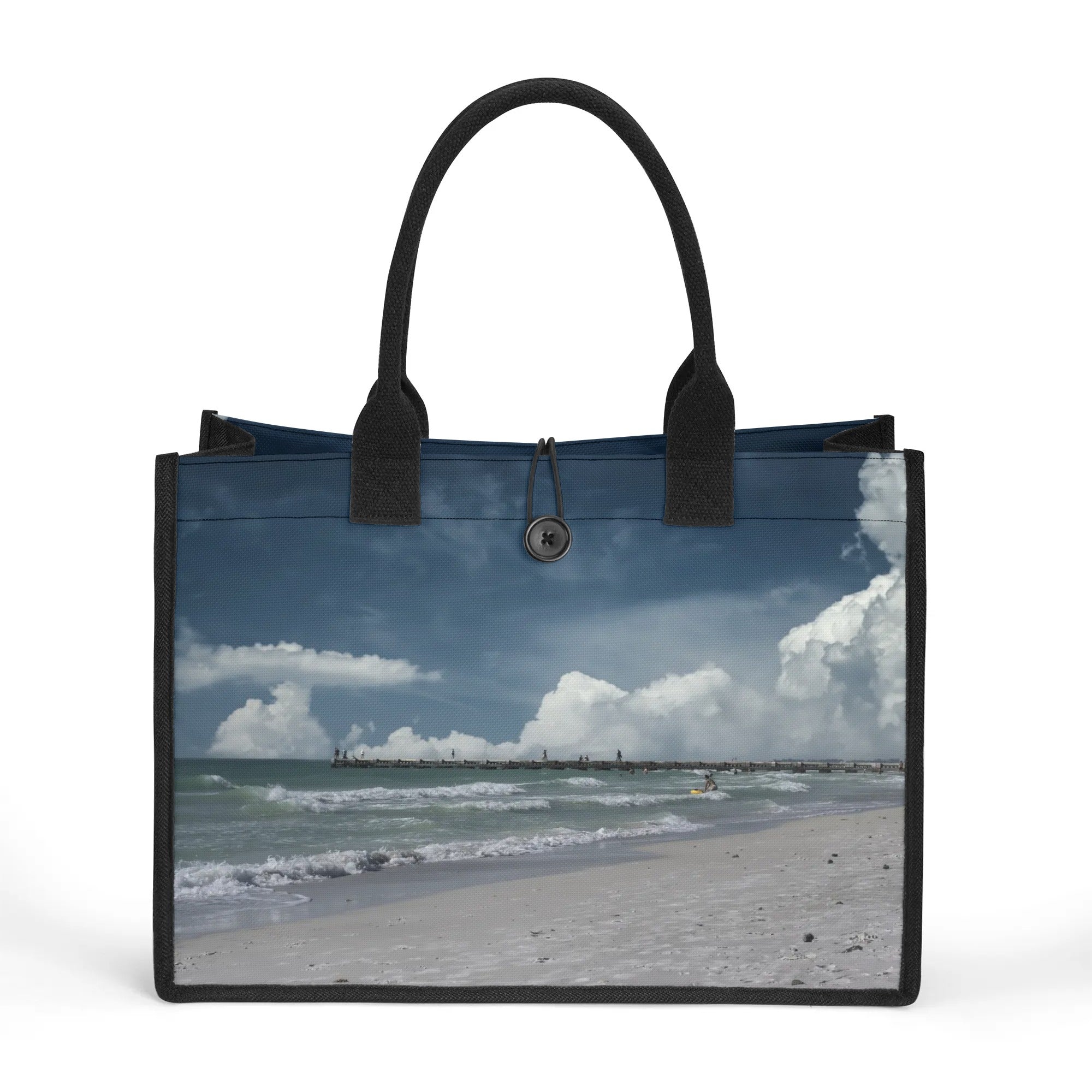 Custom Beach Life Vistas Beach Clouds Premium All - Over Print Canvas Tote Bag - POPvault