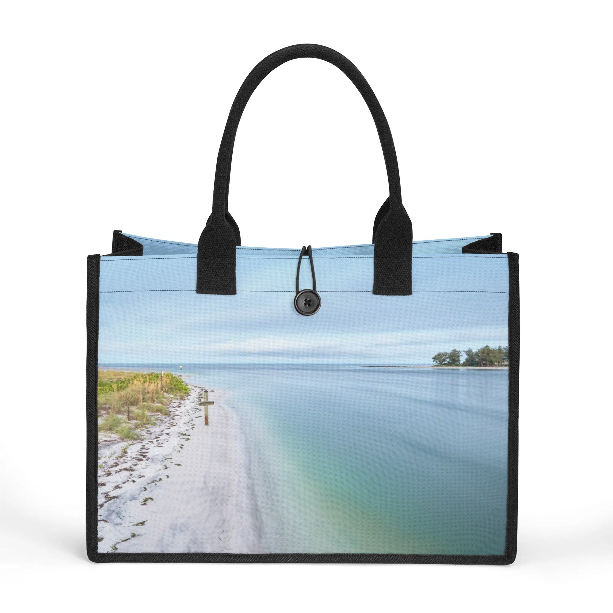 Custom Beach Life Vistas Beach Cross Premium All - Over Print Canvas Tote Bag - POPvault