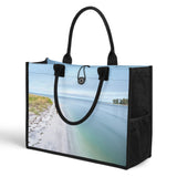 Custom Beach Life Vistas Beach Cross Premium All - Over Print Canvas Tote Bag - POPvault