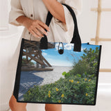 Custom Beach Life Vistas Beach Flowers Premium All - Over Print Canvas Tote Bag - POPvault