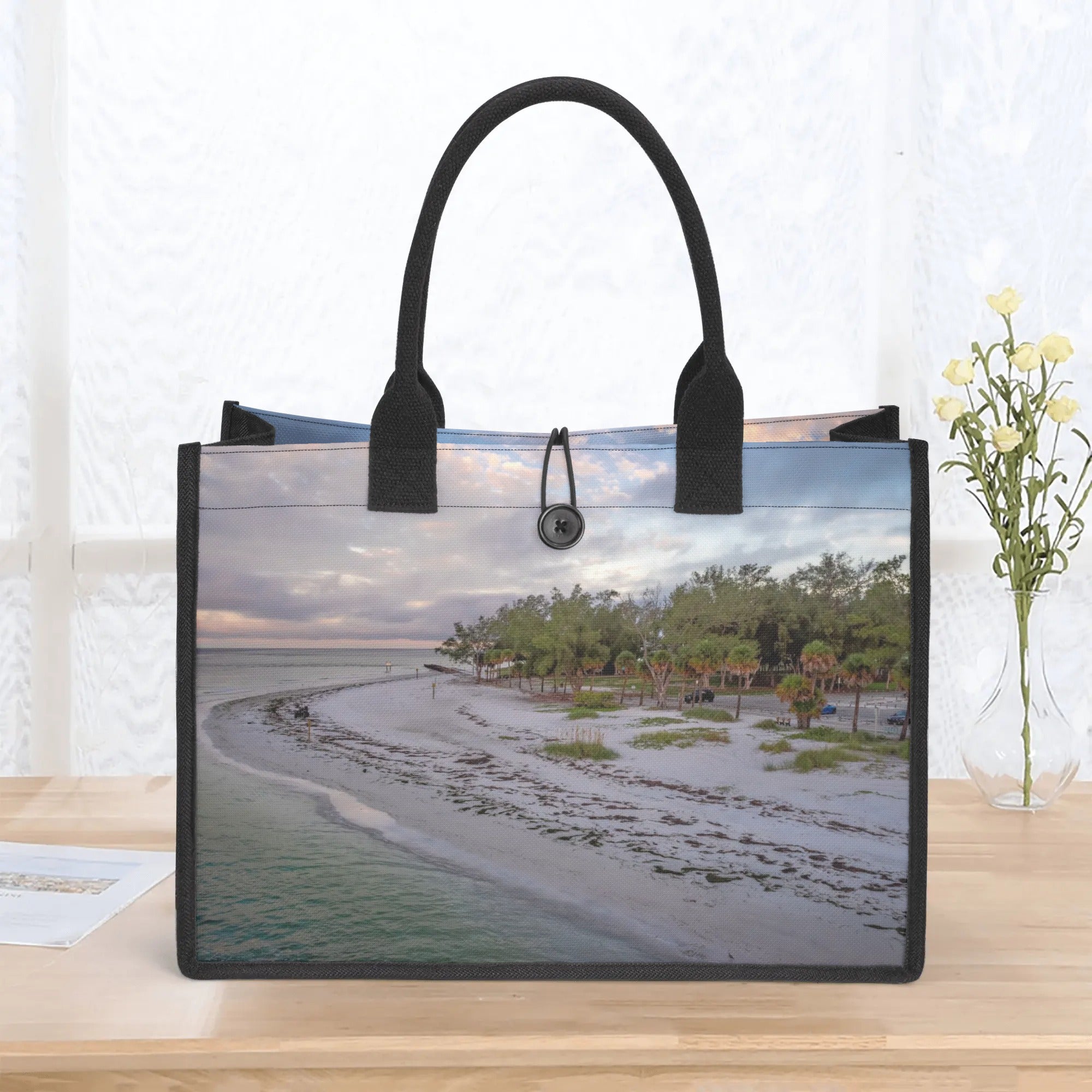 Custom Beach Life Vistas Beach Point Premium All - Over Print Canvas Tote Bag - POPvault