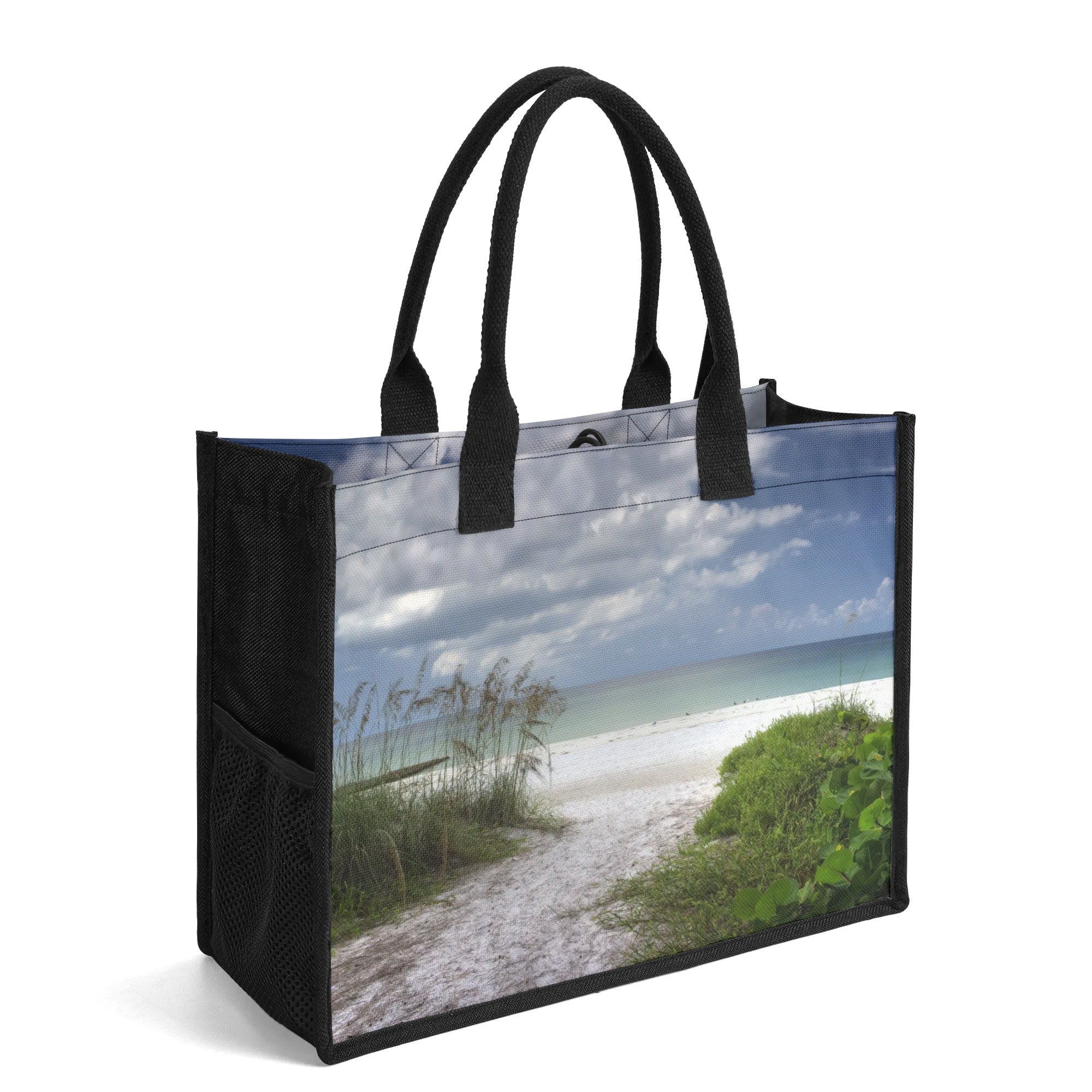 Custom Beach Life Vistas Beach Walk Premium All - Over Print Canvas Tote Bag - POPvault