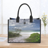 Custom Beach Life Beach Vistas Beach Walk Premium All-Over Print Canvas Tote Bag - POPvault - Bags - Beach - beach bag