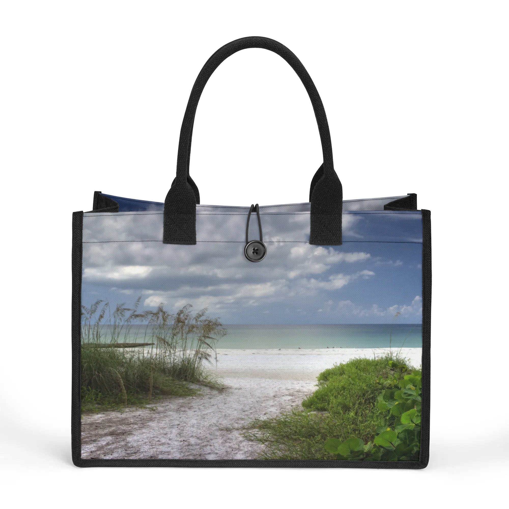 Custom Beach Life Vistas Beach Walk Premium All - Over Print Canvas Tote Bag - POPvault