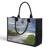 Custom Beach Life Beach Vistas Beach Walk Premium All-Over Print Canvas Tote Bag - POPvault - Bags - Beach - beach bag
