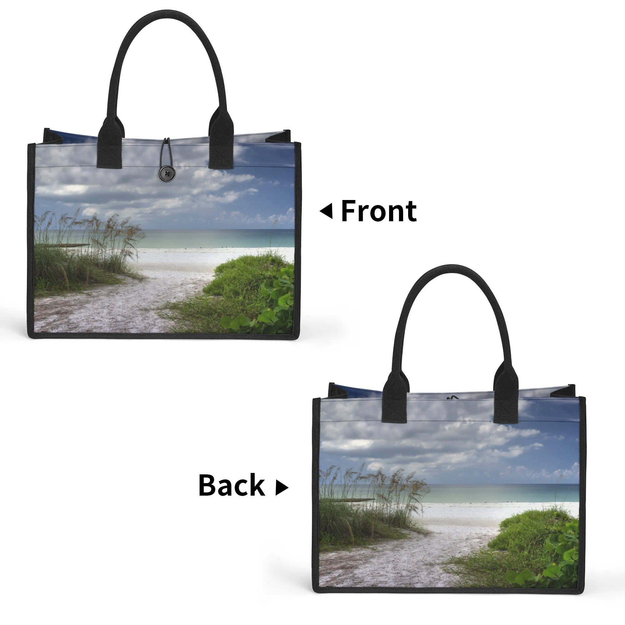 Custom Beach Life Vistas Beach Walk Premium All - Over Print Canvas Tote Bag - POPvault