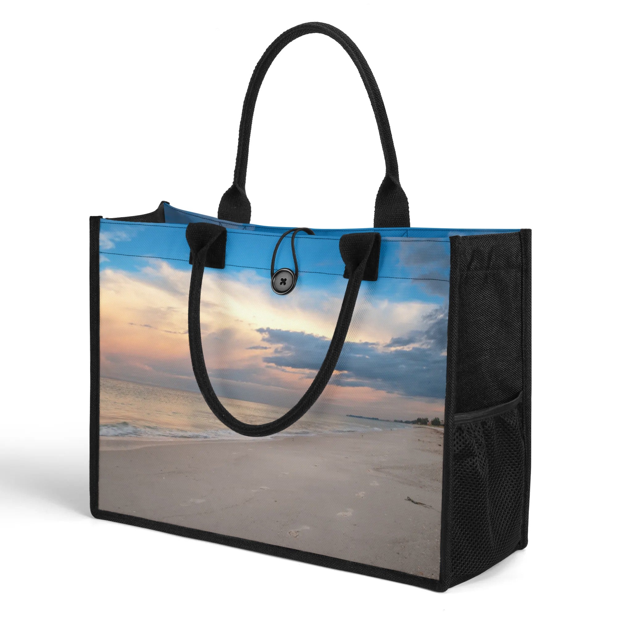 Custom Beach Life Vistas Beautiful Morning Premium All - Over Print Canvas Tote Bag - POPvault