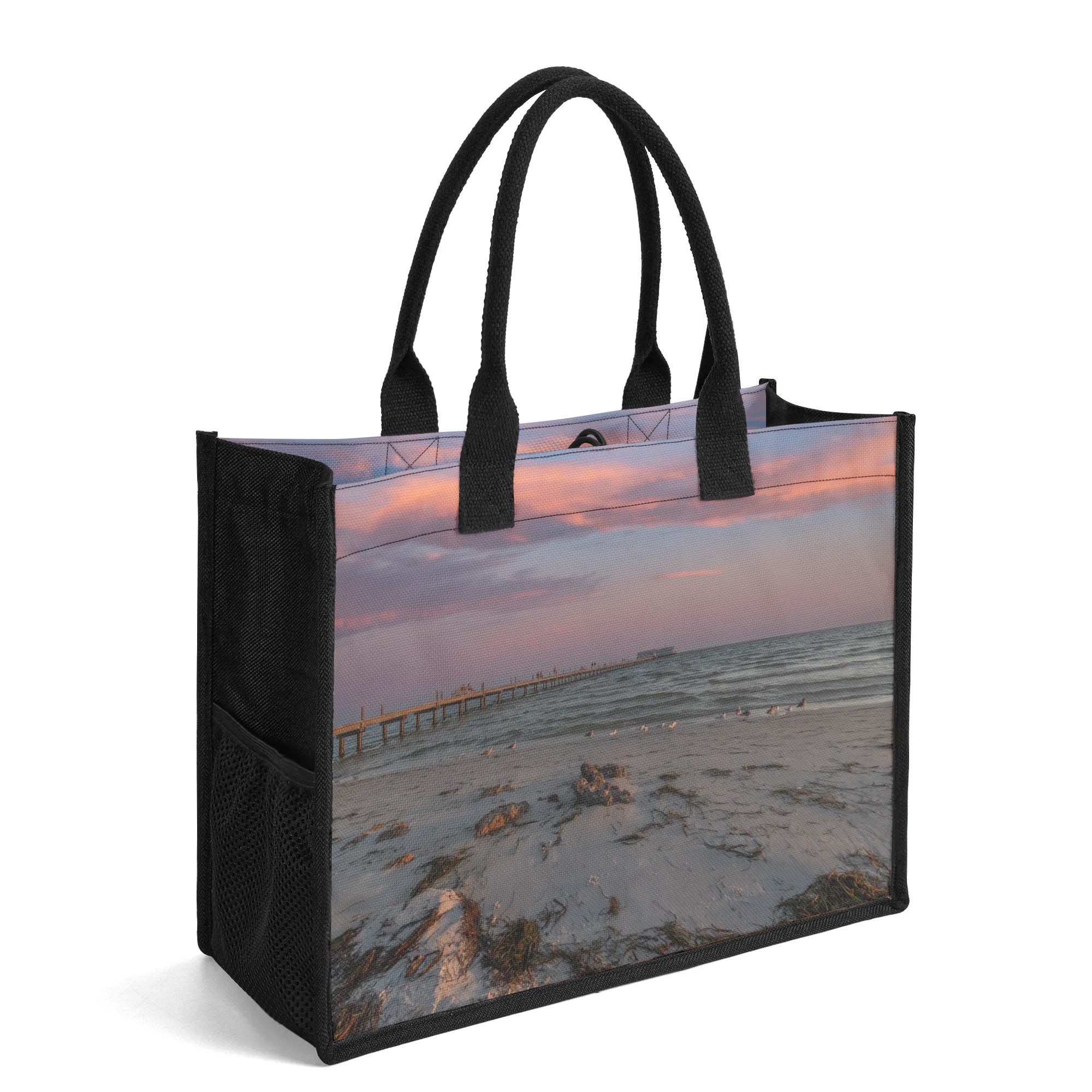 Custom Beach Life Vistas Beautiful Morning Sky Premium All - Over Print Canvas Tote Bag - POPvault