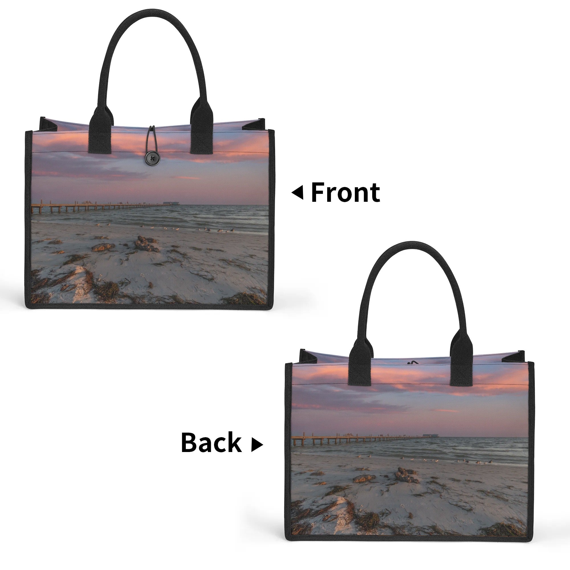 Custom Beach Life Vistas Beautiful Morning Sky Premium All - Over Print Canvas Tote Bag - POPvault