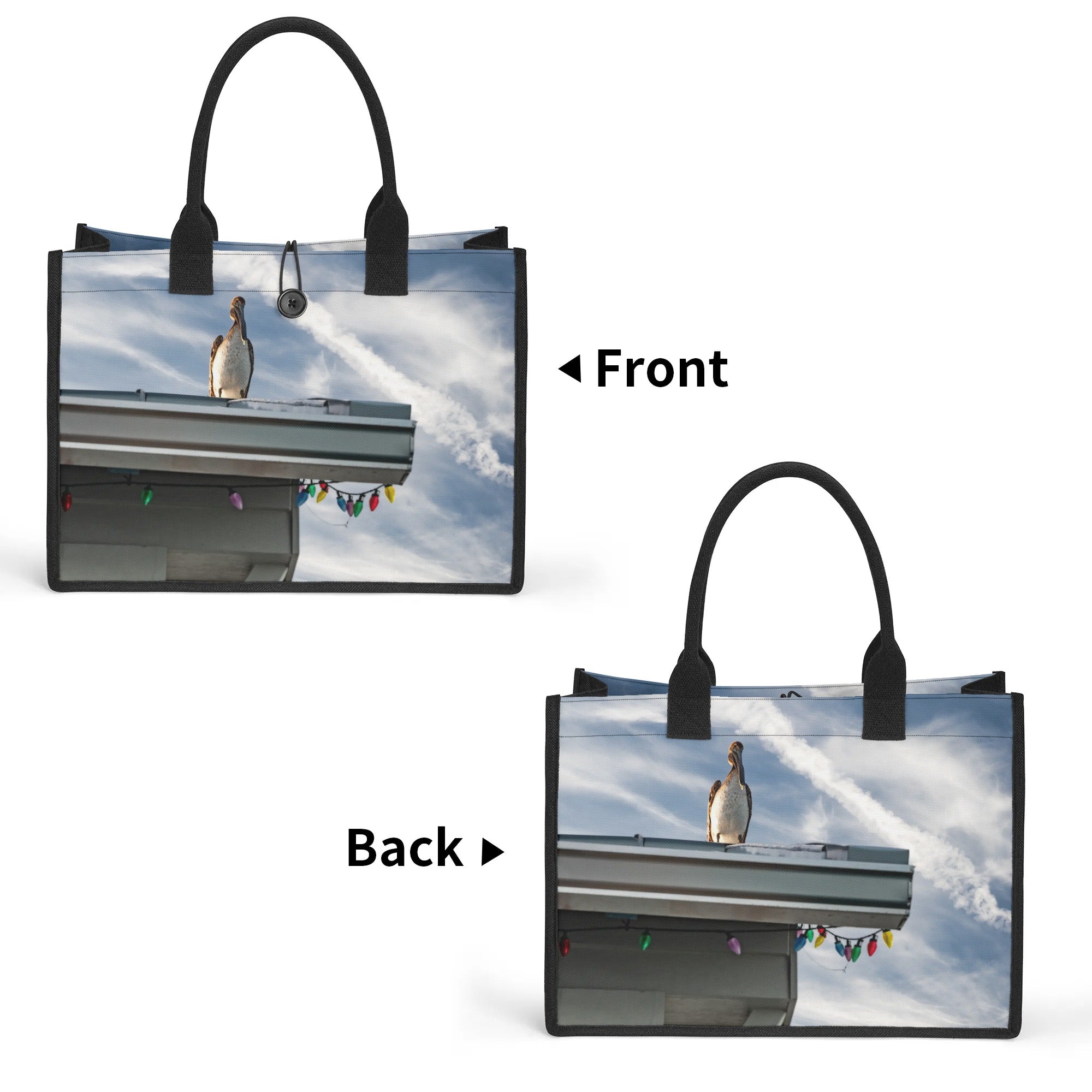 Custom Beach Life Vistas Bird On Guard Premium All - Over Print Canvas Tote Bag - POPvault