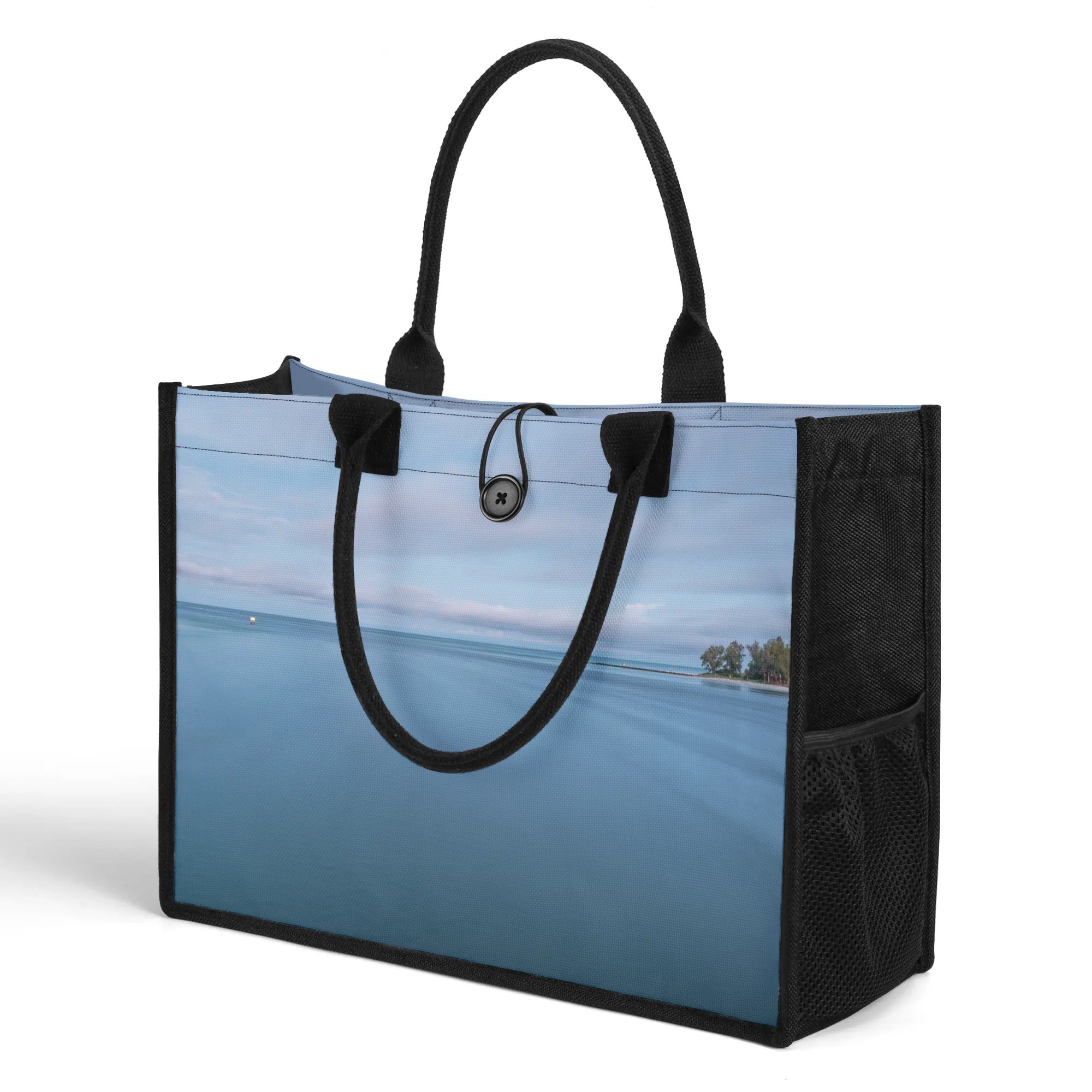 Custom Beach Life Vistas Blue Horizon Premium All - Over Print Canvas Tote Bag - POPvault