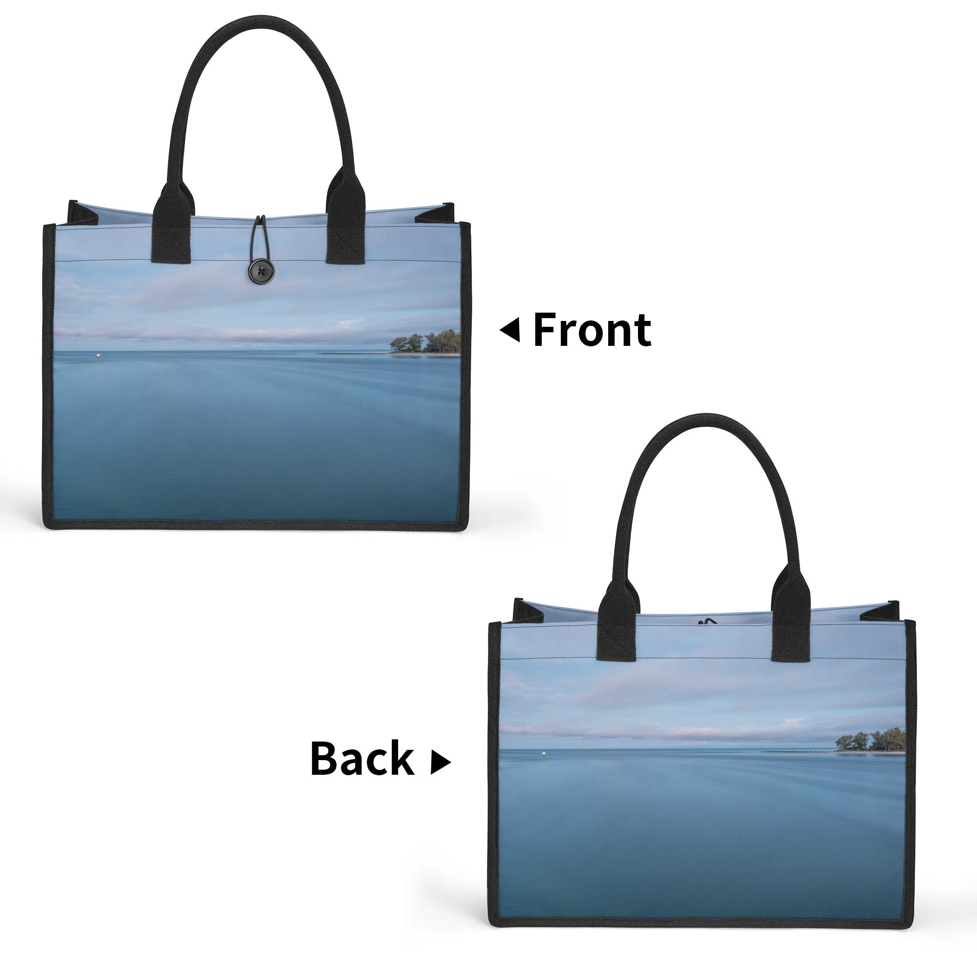 Custom Beach Life Vistas Blue Horizon Premium All - Over Print Canvas Tote Bag - POPvault