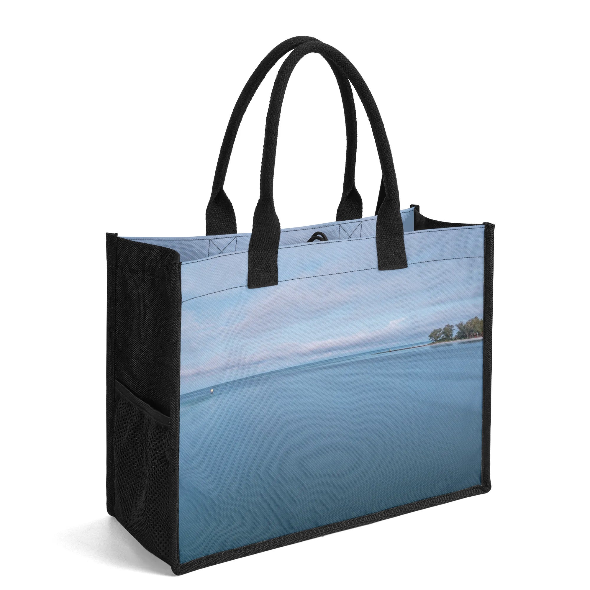 Custom Beach Life Vistas Blue Horizon Premium All - Over Print Canvas Tote Bag - POPvault