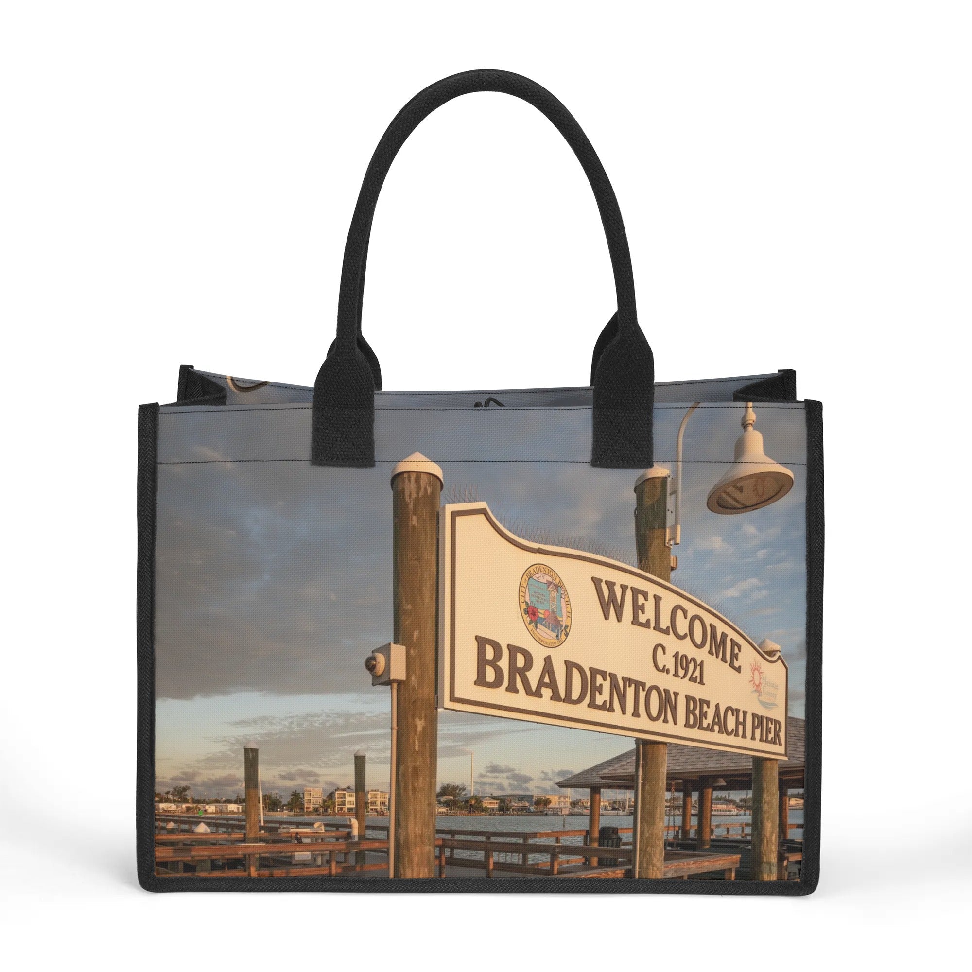 Custom Beach Life Vistas Bradenton Beach Premium All - Over Print Canvas Tote Bag - POPvault