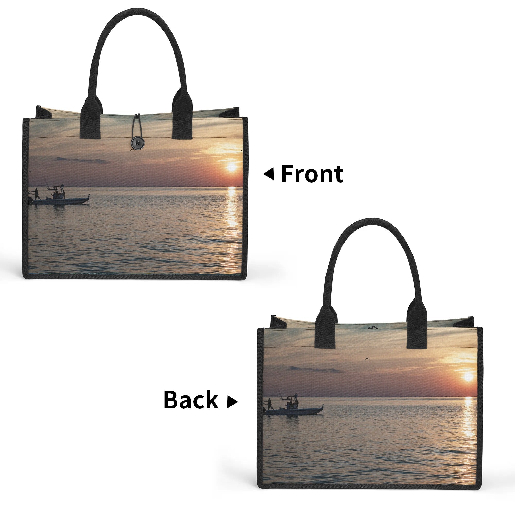 Custom Beach Life Vistas Casting Nets Premium All - Over Print Canvas Tote Bag - POPvault