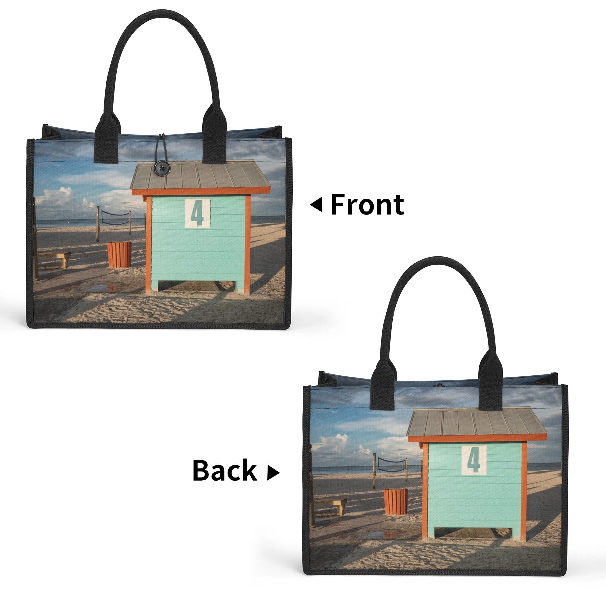 Custom Beach Life Vistas Changing Station Premium All - Over Print Canvas Tote Bag - POPvault