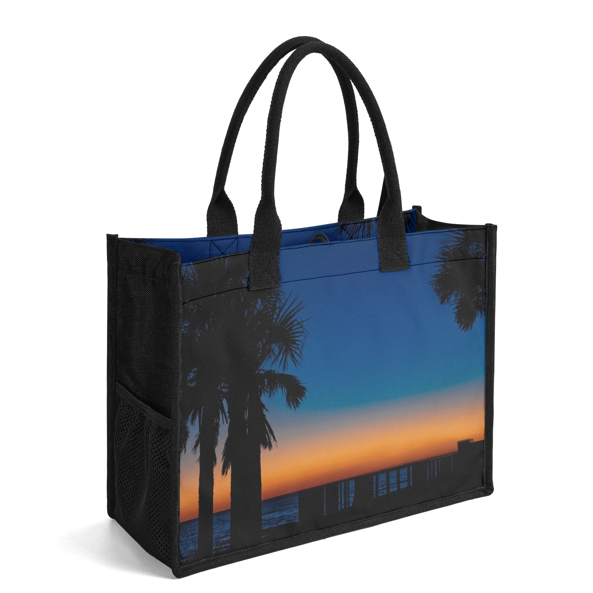 Custom Beach Life Vistas Dark Blue Sky Premium All - Over Print Canvas Tote Bag - POPvault