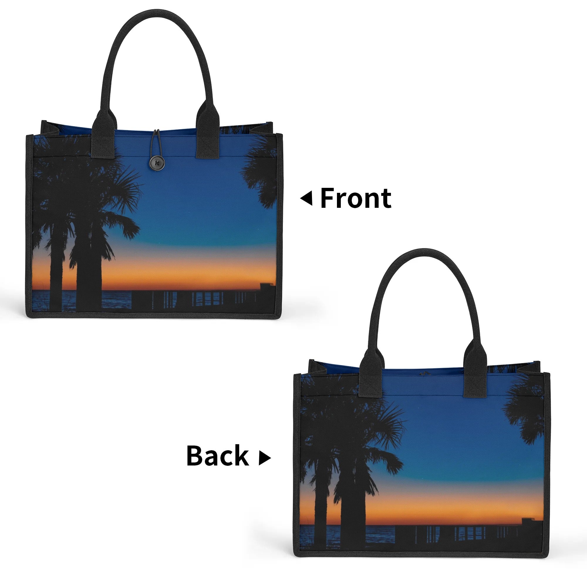 Custom Beach Life Vistas Dark Blue Sky Premium All - Over Print Canvas Tote Bag - POPvault