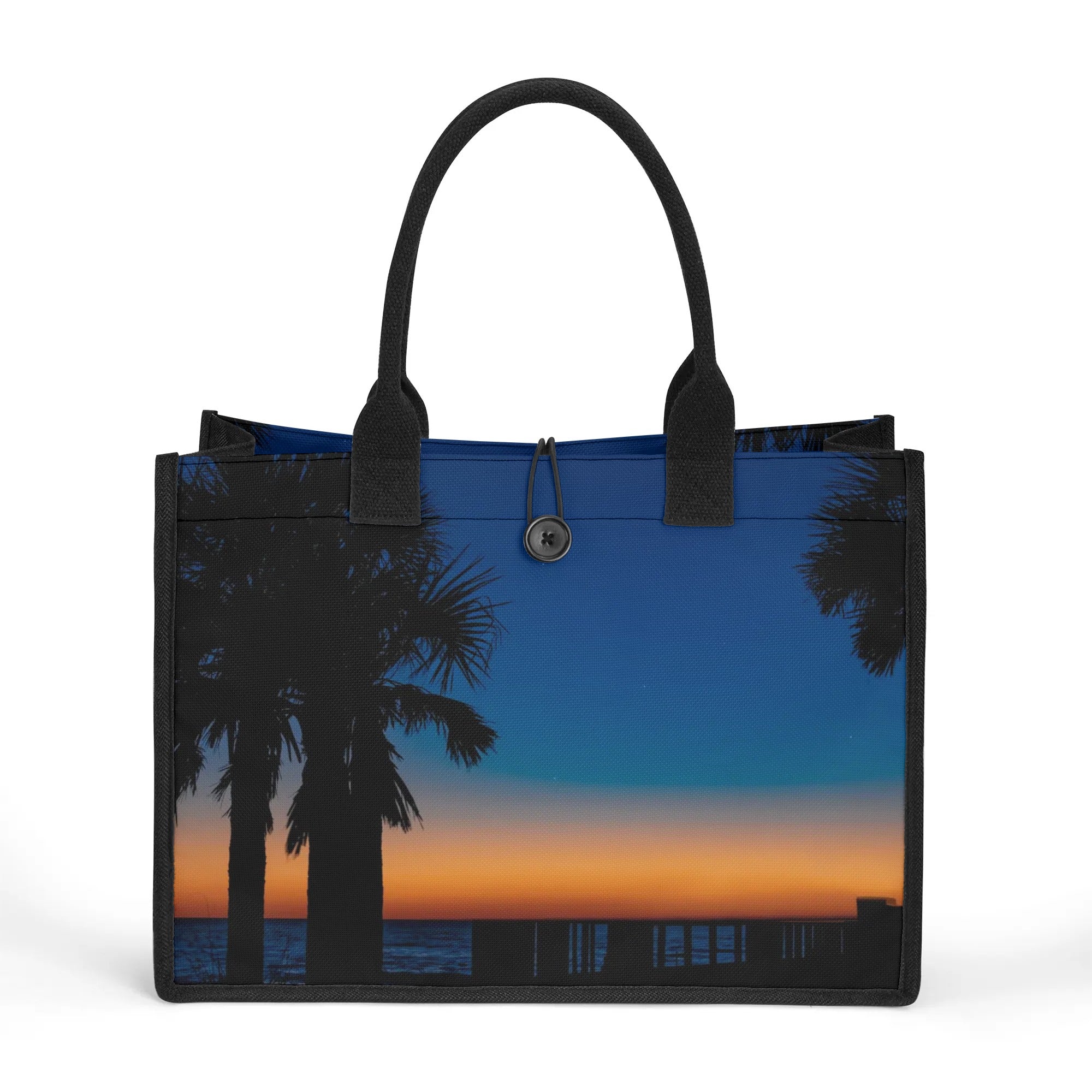 Custom Beach Life Vistas Dark Blue Sky Premium All - Over Print Canvas Tote Bag - POPvault