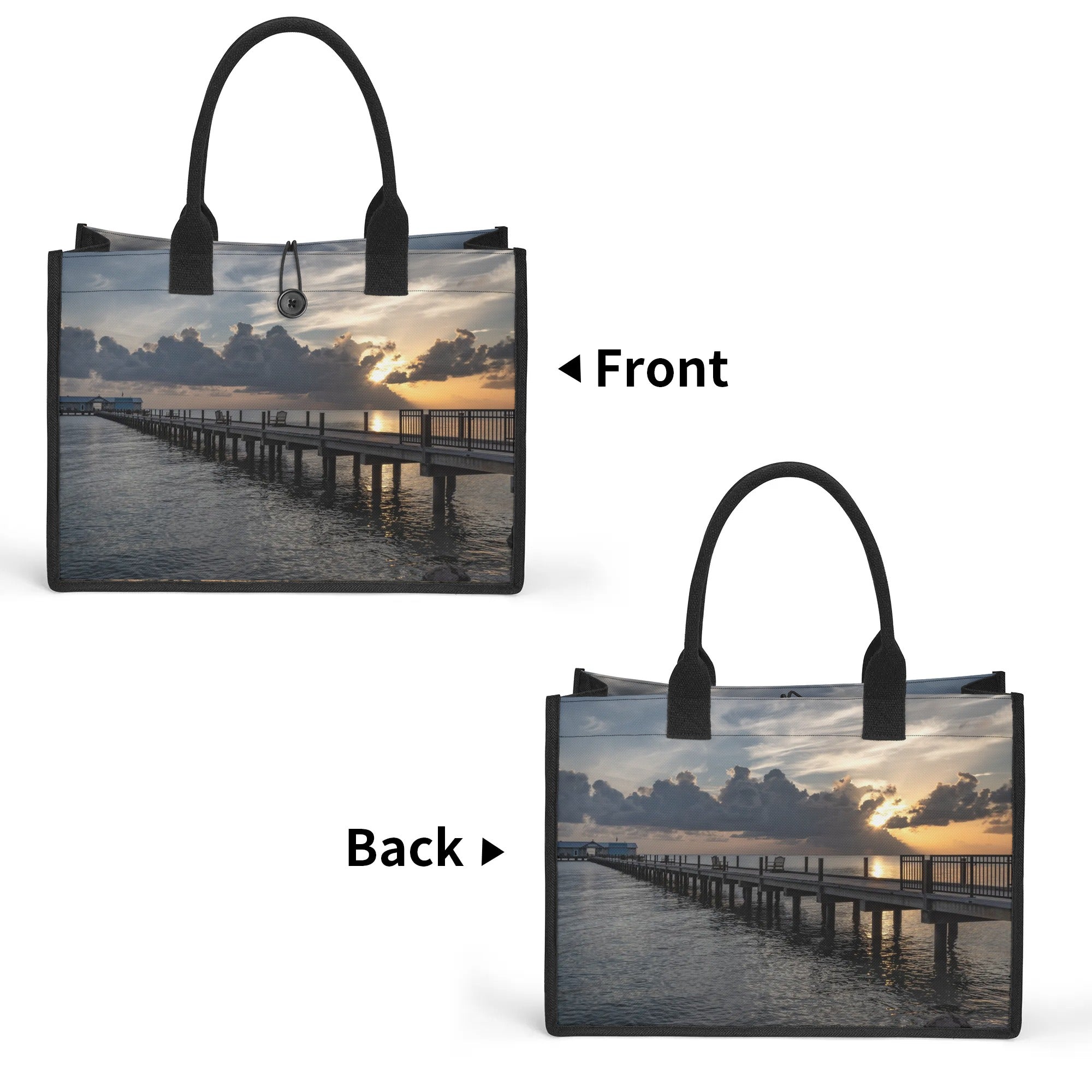 Custom Beach Life Vistas Early Beach Sun Premium All - Over Print Canvas Tote Bag - POPvault