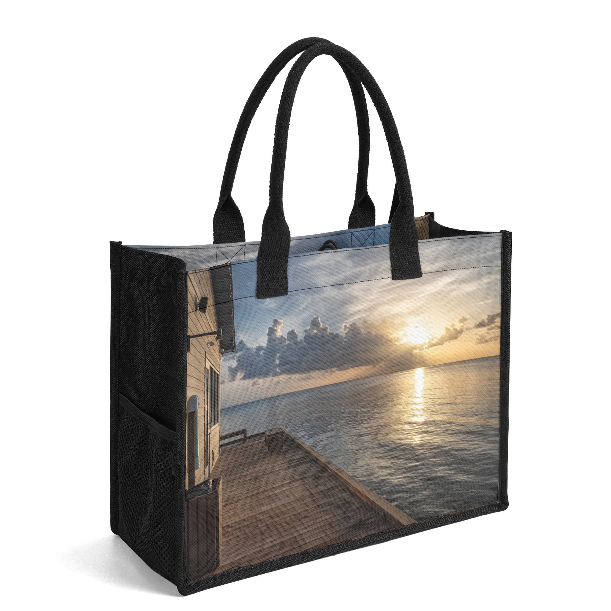 Custom Beach Life Vistas Early Sun Premium All - Over Print Canvas Tote Bag - POPvault