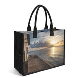 Custom Beach Life Beach Vistas Early Sun Premium All-Over Print Canvas Tote Bag - POPvault - Bags - Beach - beach bag
