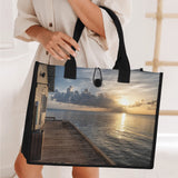 Custom Beach Life Vistas Early Sun Premium All - Over Print Canvas Tote Bag - POPvault