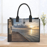 Custom Beach Life Beach Vistas Early Sun Premium All-Over Print Canvas Tote Bag - POPvault - Bags - Beach - beach bag