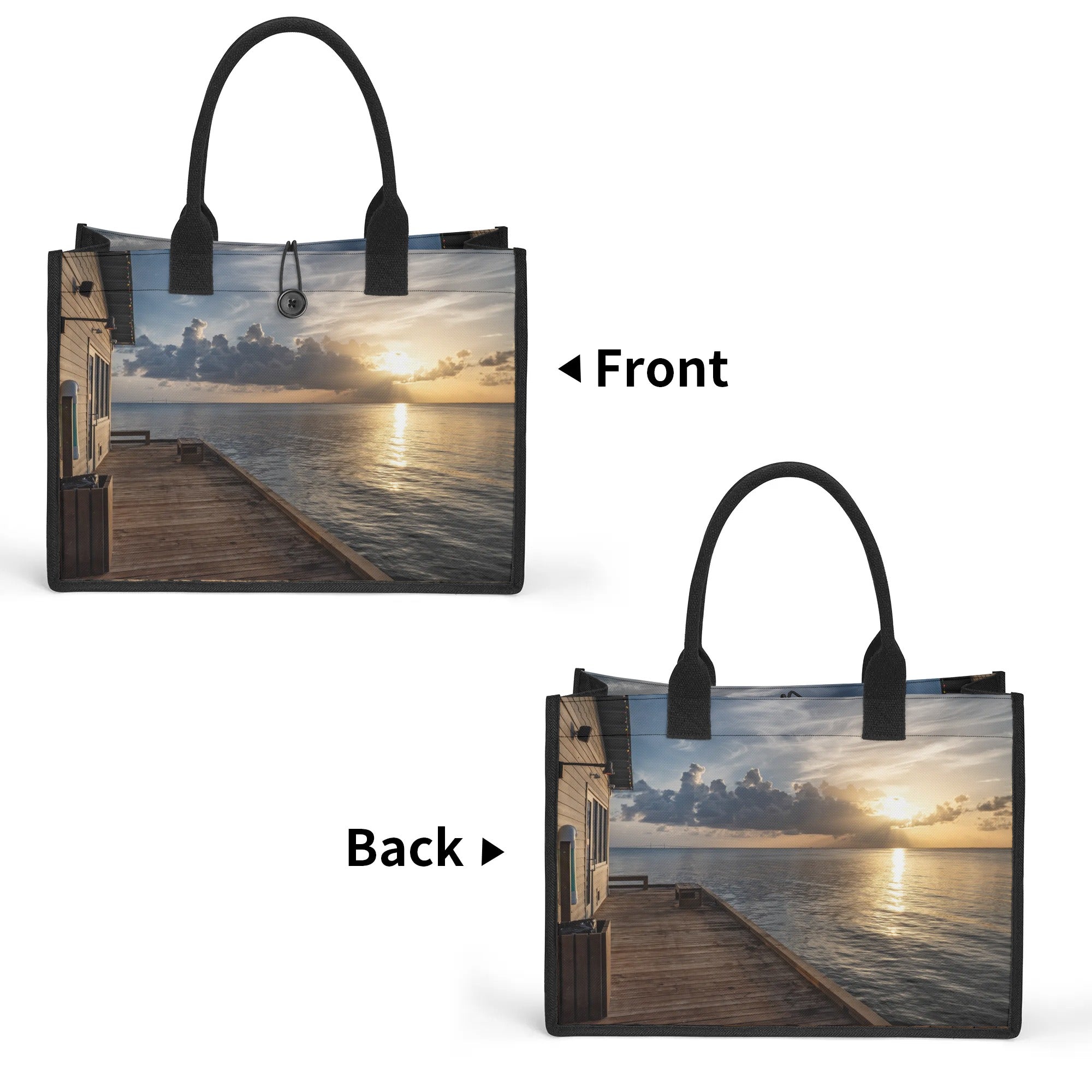 Custom Beach Life Vistas Early Sun Premium All - Over Print Canvas Tote Bag - POPvault