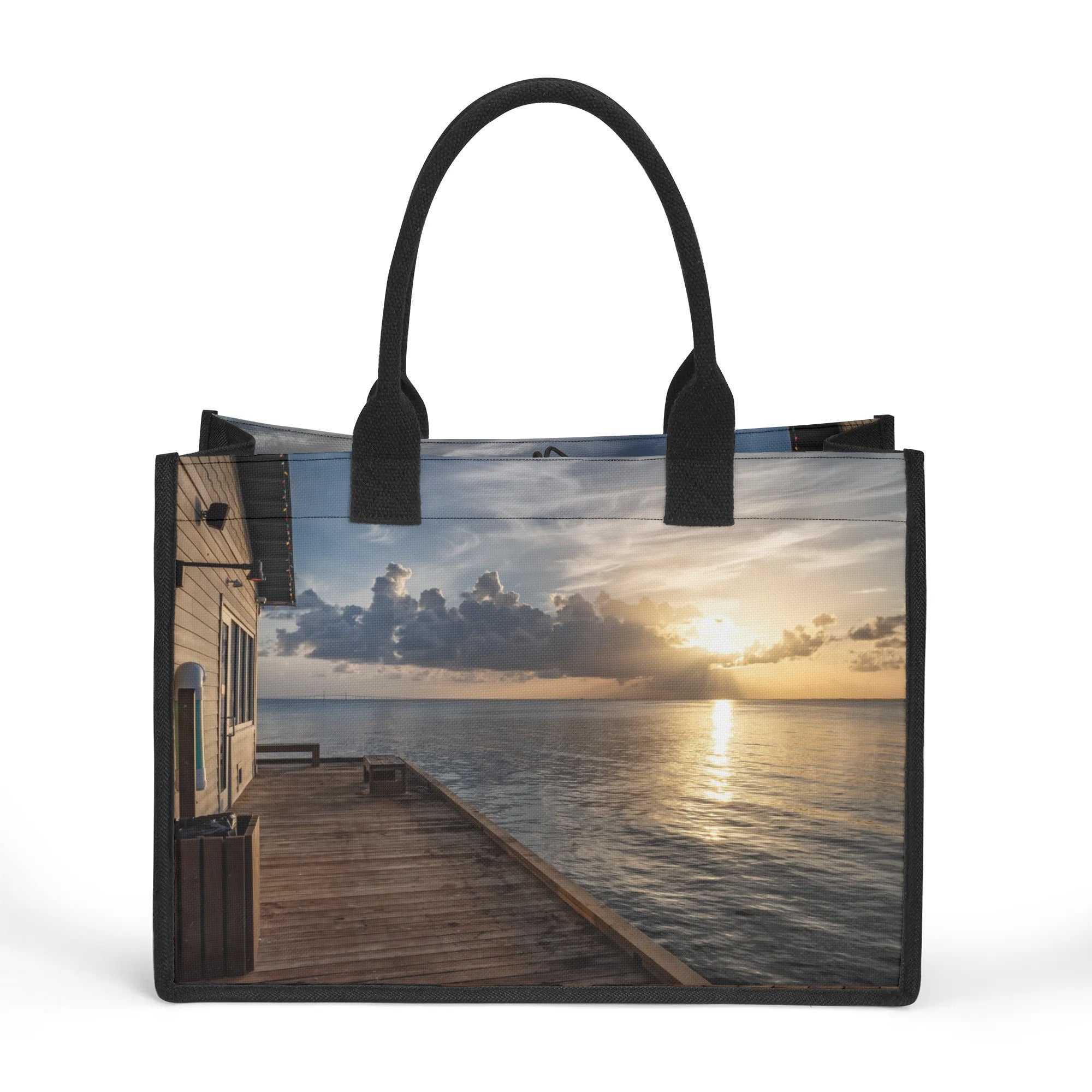 Custom Beach Life Vistas Early Sun Premium All - Over Print Canvas Tote Bag - POPvault