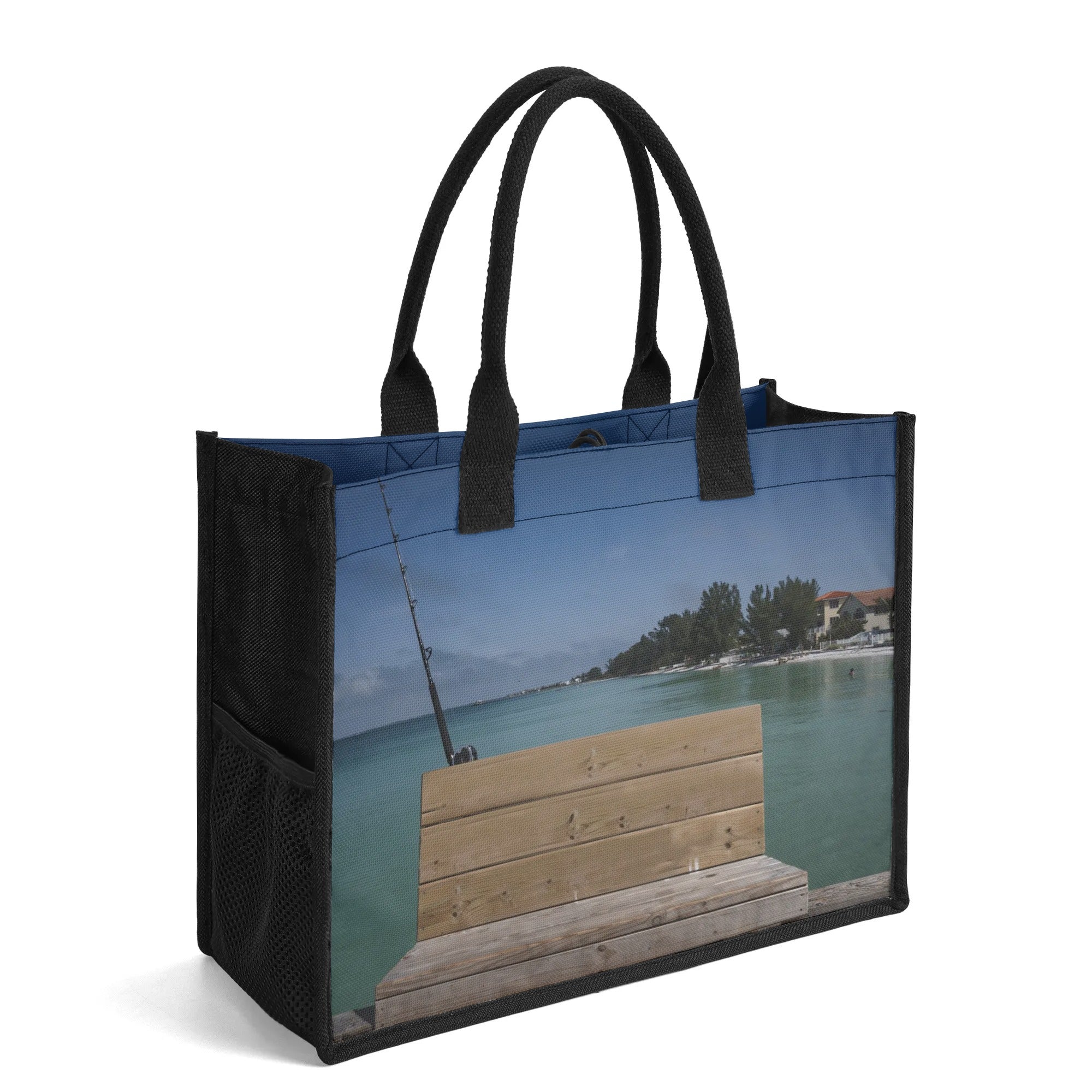 Custom Beach Life Vistas Fishing Premium All - Over Print Canvas Tote Bag - POPvault