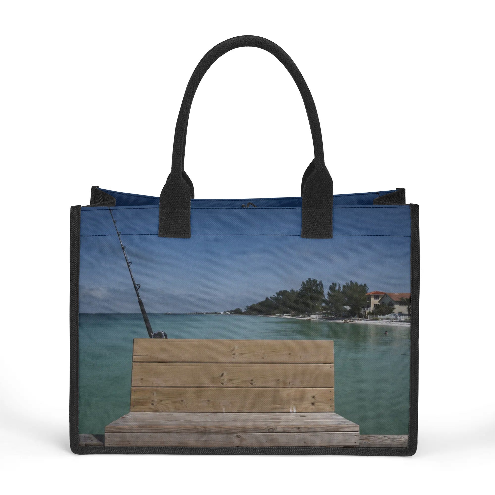 Custom Beach Life Vistas Fishing Premium All - Over Print Canvas Tote Bag - POPvault