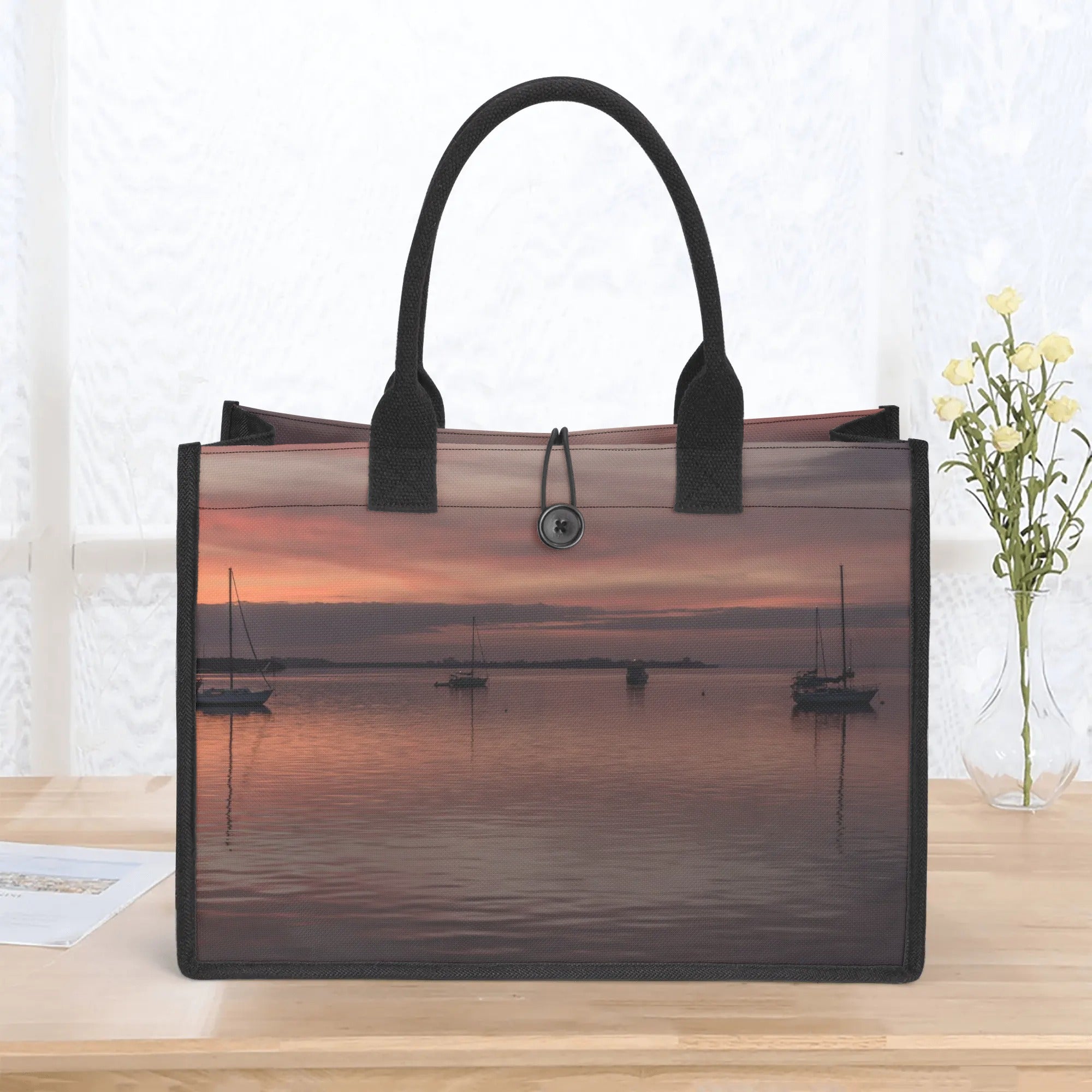 Custom Beach Life Vistas Florida Sunset Premium All - Over Print Canvas Tote Bag - POPvault