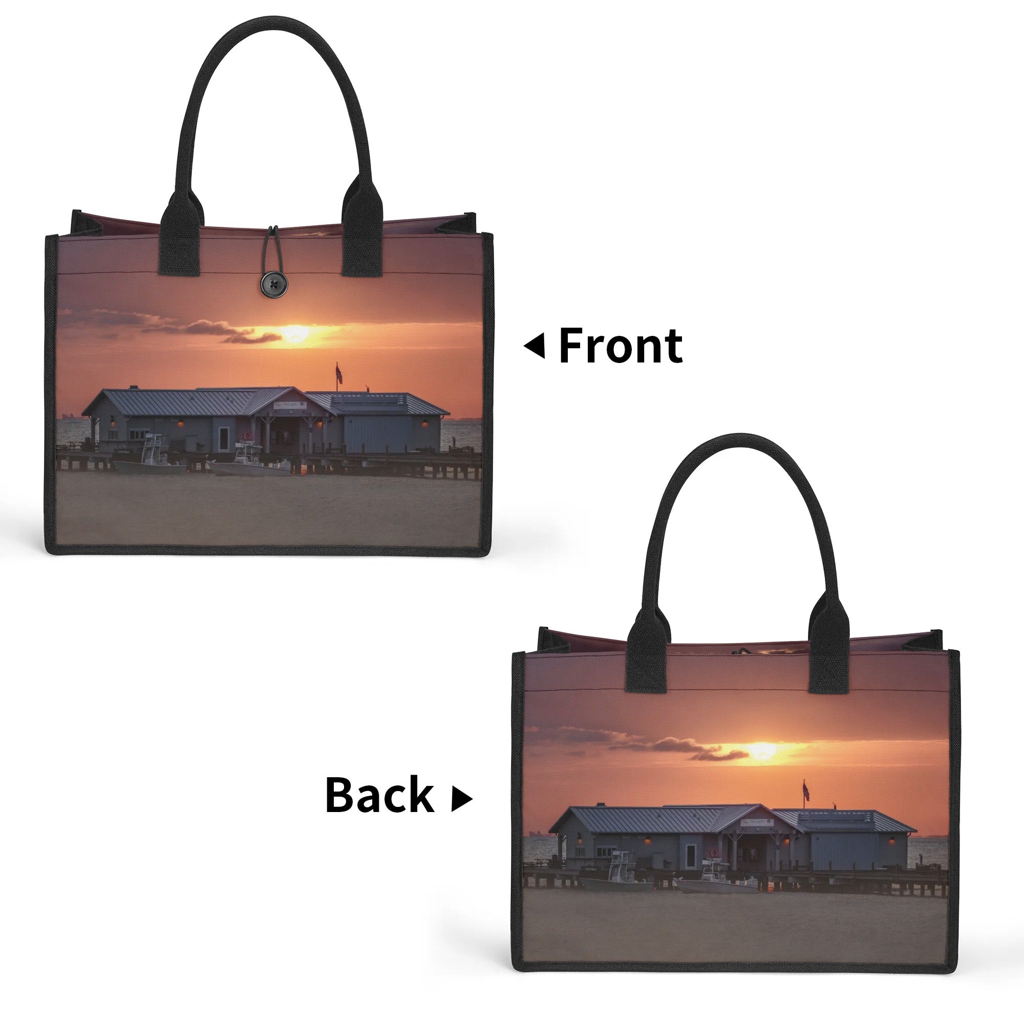 Custom Beach Life Vistas Glorious Sunset Premium All - Over Print Canvas Tote Bag - POPvault