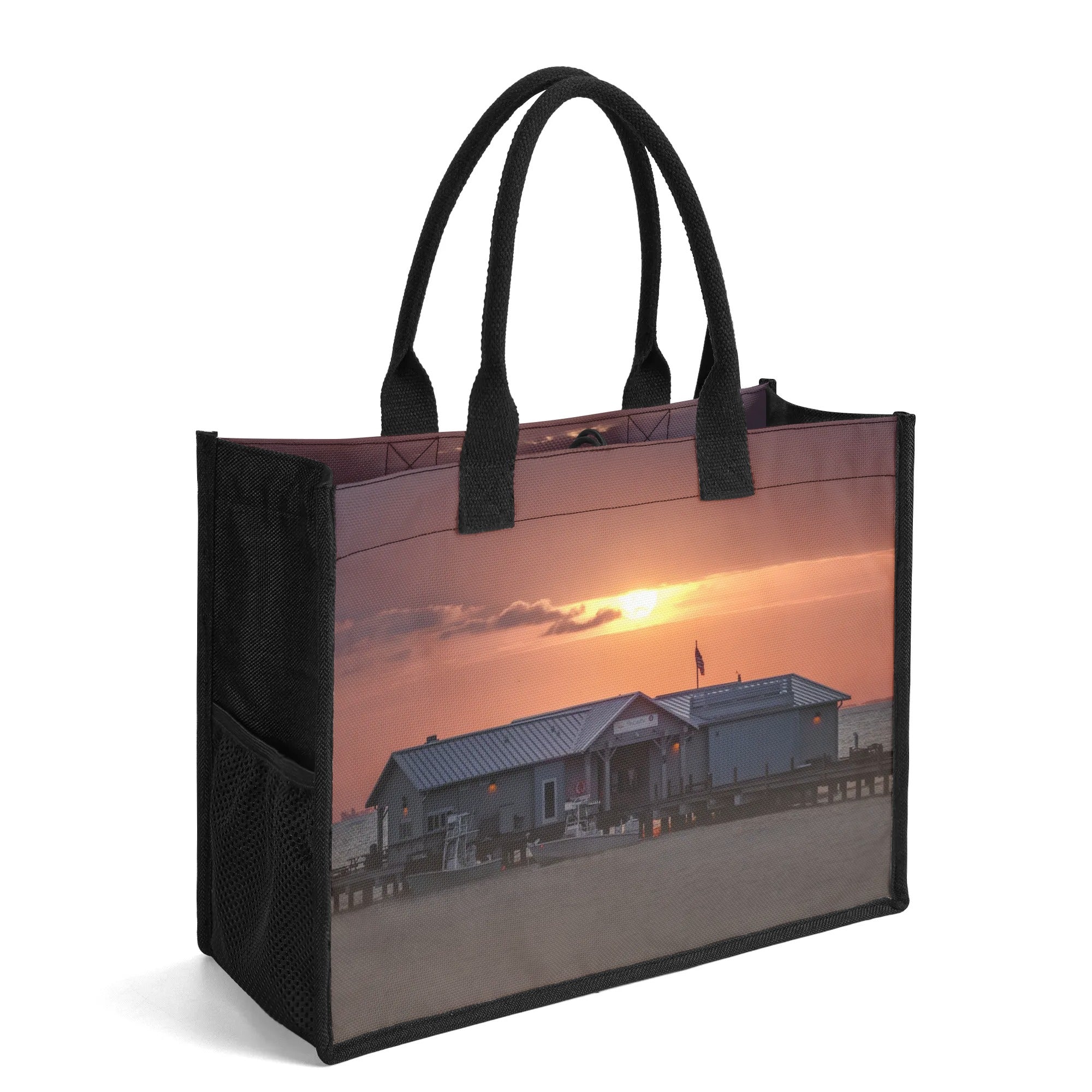 Custom Beach Life Vistas Glorious Sunset Premium All - Over Print Canvas Tote Bag - POPvault