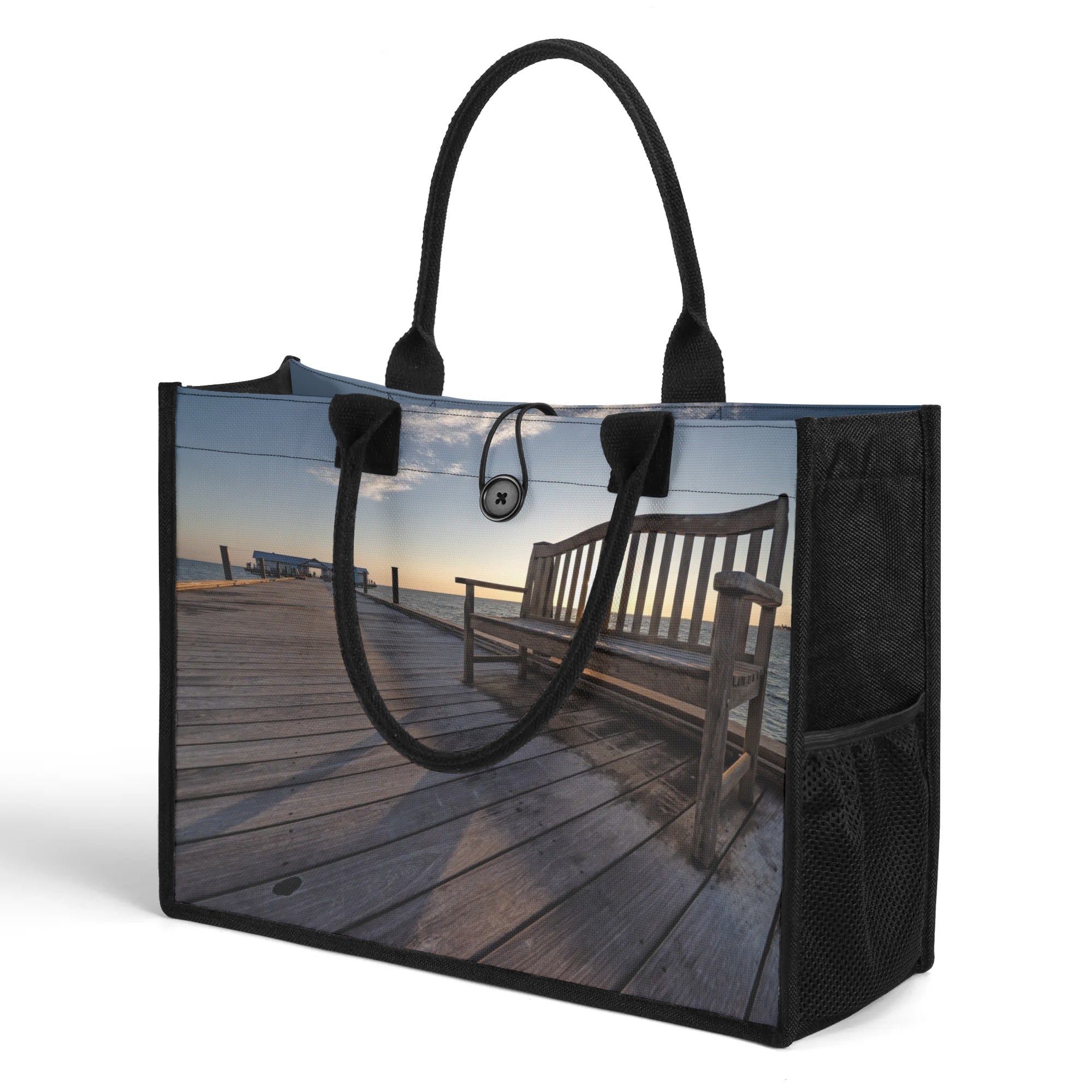 Custom Beach Life Vistas Have a Seat Premium All - Over Print Canvas Tote Bag - POPvault