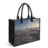 Custom Beach Life Beach Vistas Long Pier Premium All-Over Print Canvas Tote Bag - POPvault - Bags - Beach - beach bag
