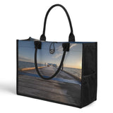 Custom Beach Life Beach Vistas Long Pier Premium All-Over Print Canvas Tote Bag - POPvault - Bags - Beach - beach bag